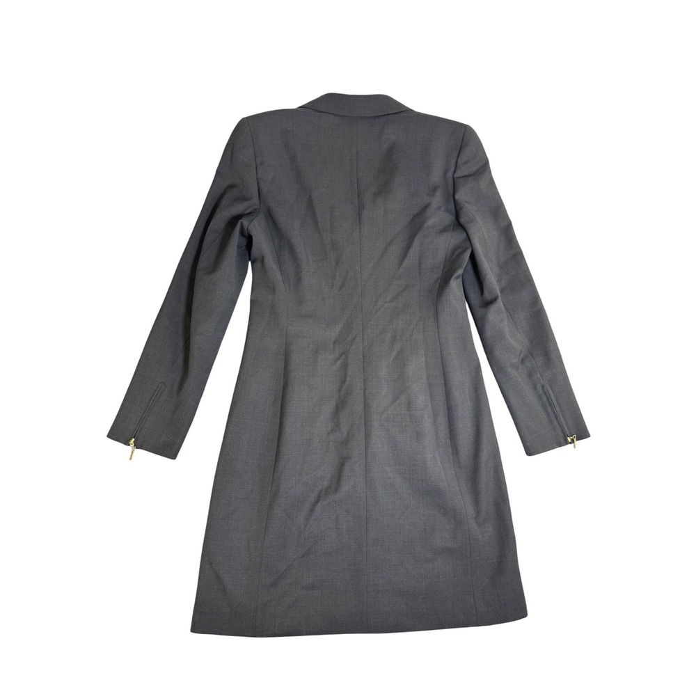 Escada Charcoal Grey 100% Virgin Wool Longline Blazer Coat Zip Front Size 36 - Picture 3 of 9
